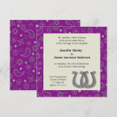 Paarse uitnodiging tot Westerne bruiloft (Voorkant / Achterkant)