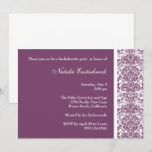 Paarse uitnodiging van Damask Bachelorette (Voorkant / Achterkant)