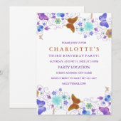 Paarse | uitnodiging van de Birthday (Voorkant / Achterkant)