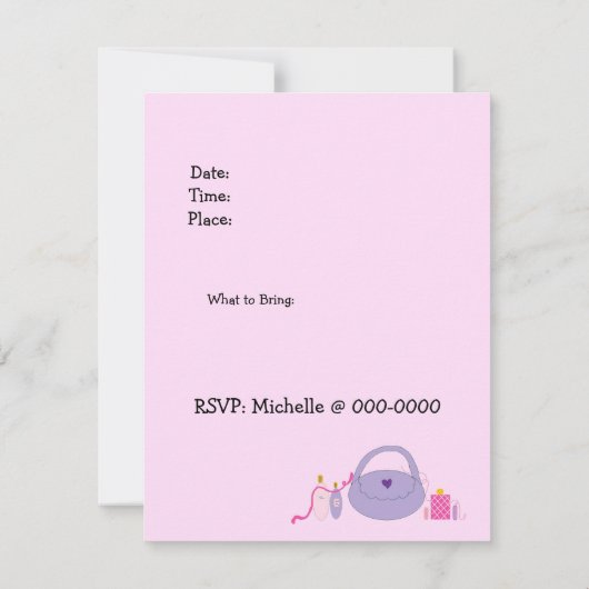 Paarse uitnodiging van de Birthday Partij van de R (Achterkant)