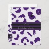 Paarse uitnodiging van de Birthday Partij van het (Voorkant / Achterkant)