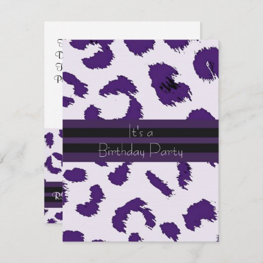 Paarse uitnodiging van de Birthday Partij van het (Voorkant / Achterkant)