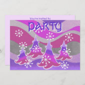 Paarse uitnodiging van de WinterTrein (Voorkant / Achterkant)