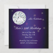 Paarse uitnodiging van Disco Ball Birthday (Voorkant)