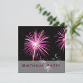 Paarse uitnodiging van het Vuurvuurwerk (Staand voorkant)