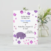 Paarse uitnodiging van Hippo-partij (Staand voorkant)