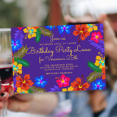 Paarse uitnodiging van Luau Birthday