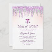 paarse uitnodiging voor afgestudeerden verpleegkun (Voorkant)