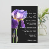 Paarse uitnodiging voor de bruiloft van irisbloem (Staand voorkant)