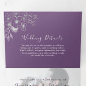 Paarse uitnodiging voor drievierde fotoweddenschap (Binnenzijde eerst)