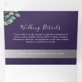 Paarse uitnodiging voor drievierde fotoweddenschap (Binnenzijde eerst)