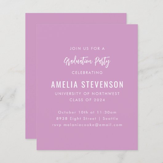 Paarse uitnodiging voor een begrotingspartnerschap (Voorkant / Achterkant)