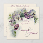 Paarse uitnodiging voor een bruiloft (Voorkant / Achterkant)