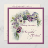 Paarse uitnodiging voor een bruiloft (Voorkant / Achterkant)