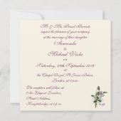 Paarse uitnodiging voor een bruiloft (Achterkant)