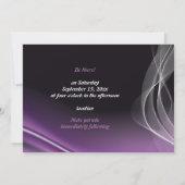 Paarse uitnodiging voor een bruiloft met motorfiet (Achterkant)