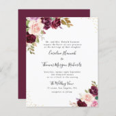 paarse uitnodiging voor een trouwe bruiloft (Voorkant / Achterkant)