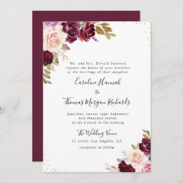 paarse uitnodiging voor een trouwe bruiloft