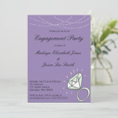 Paarse uitnodiging voor een verlovingsfeest (Staand voorkant)