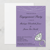Paarse uitnodiging voor een verlovingsfeest (Voorkant / Achterkant)