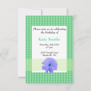 Paarse uitnodiging voor Floral en Diamond Birthday