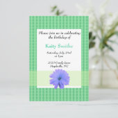 Paarse uitnodiging voor Floral en Diamond Birthday (Staand voorkant)