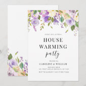 paarse uitnodiging voor het opwarmen van het huish (Voorkant / Achterkant)