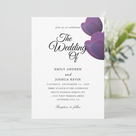 paarse uitnodiging voor het plum (Staand voorkant)