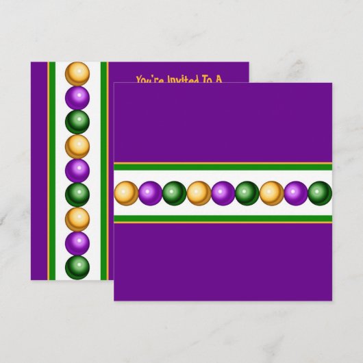 Paarse uitnodiging voor het uitnodigen van mardi G (Voorkant / Achterkant)