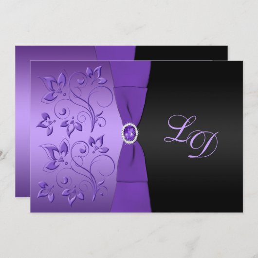 Paarse uitnodiging voor het uitzenden van een conc (Voorkant / Achterkant)