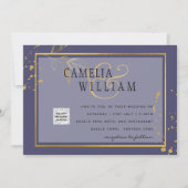 Paarse uitnodiging voor huwelijksfeest met QR-code (Voorkant)