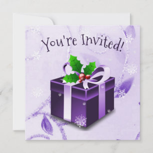 Paarse uitnodiging voor kerstcadeautjes
