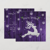Paarse uitnodiging voor kerstreïndustrie (Voorkant / Achterkant)