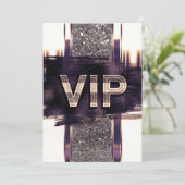 Paarse uitnodiging voor Metallic Gold VIP van Faux (Staand voorkant)