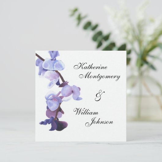 Paarse uitnodiging voor orchideeën (Staand voorkant)