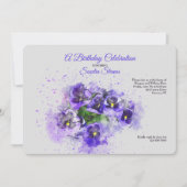 Paarse uitnodiging voor Pansies (Voorkant)