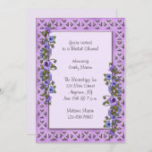 Paarse uitnodiging voor Pansies (Voorkant / Achterkant)