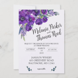 Paarse uitnodiging voor papaverweddenschappen