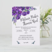 Paarse uitnodiging voor papaverweddenschappen (Staand voorkant)