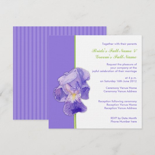 Paarse uitnodiging voor weddenschappen (Voorkant / Achterkant)