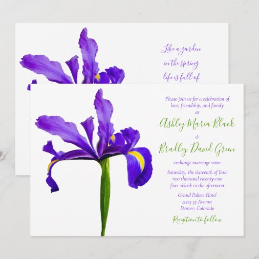 Paarse uitnodiging voor weddenschappen (Voorkant / Achterkant)