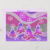 Paarse uitnodiging winterbomen (Voorkant / Achterkant)