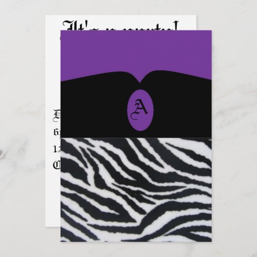 Paarse uitnodiging/Zebra Kaart (Voorkant / Achterkant)