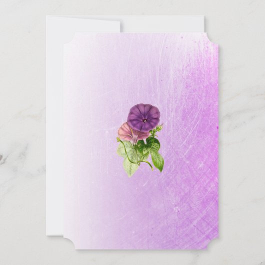 Paarse uitnodigingen tot bruiloft in petunias (Achterkant)