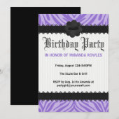 Paarse uitnodigingen van de Birthday Partij in het (Voorkant / Achterkant)