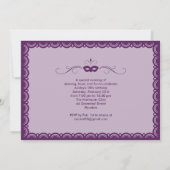 Paarse uitnodigingen van Quinceanera Masquerade (Achterkant)