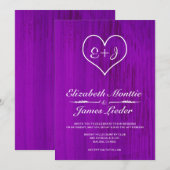 Paarse uitnodigingen voor bruiloft (Voorkant / Achterkant)