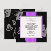 Paarse uitnodigingen voor een gestreept huwelijk (Voorkant / Achterkant)