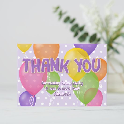 paarse uitsparing koekjes ballonnen verjaardag dan bedankkaart (Staand voorkant)