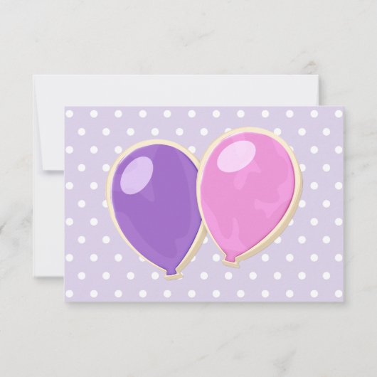 paarse uitsparing koekjes ballonnen verjaardag dan bedankkaart (Achterkant)